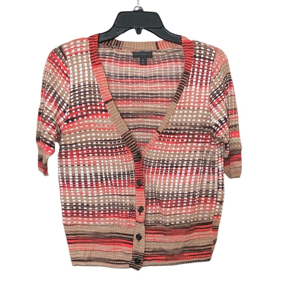 Worthington Orange And Brown Retro Button Up‎ Cardigan Size Large - Picture 1 of 5